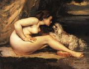 Gustave Courbet Nude with Dog oil painting on canvas